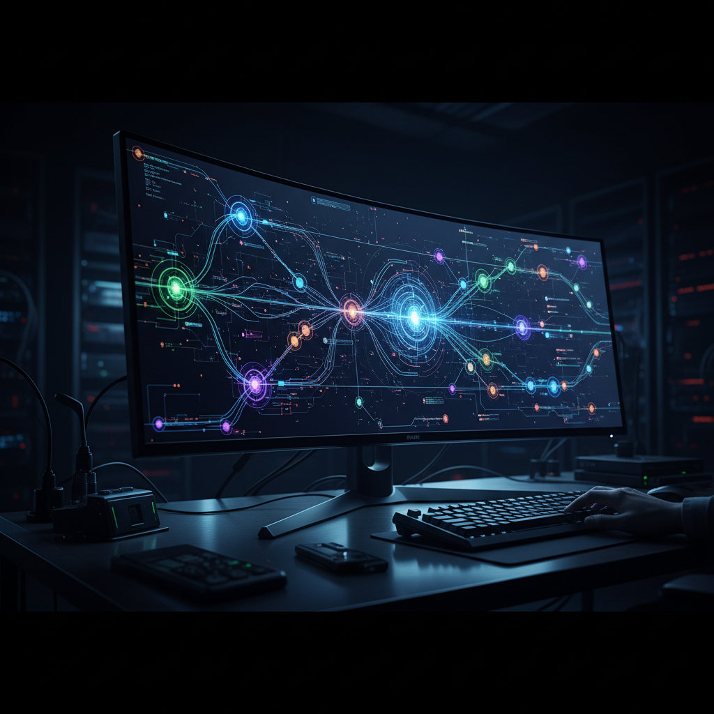 A detailed diagram of an autonomous SDR agent workflow on a screen, illustrating the complex process of AI-powered sales prospecting in 2026.