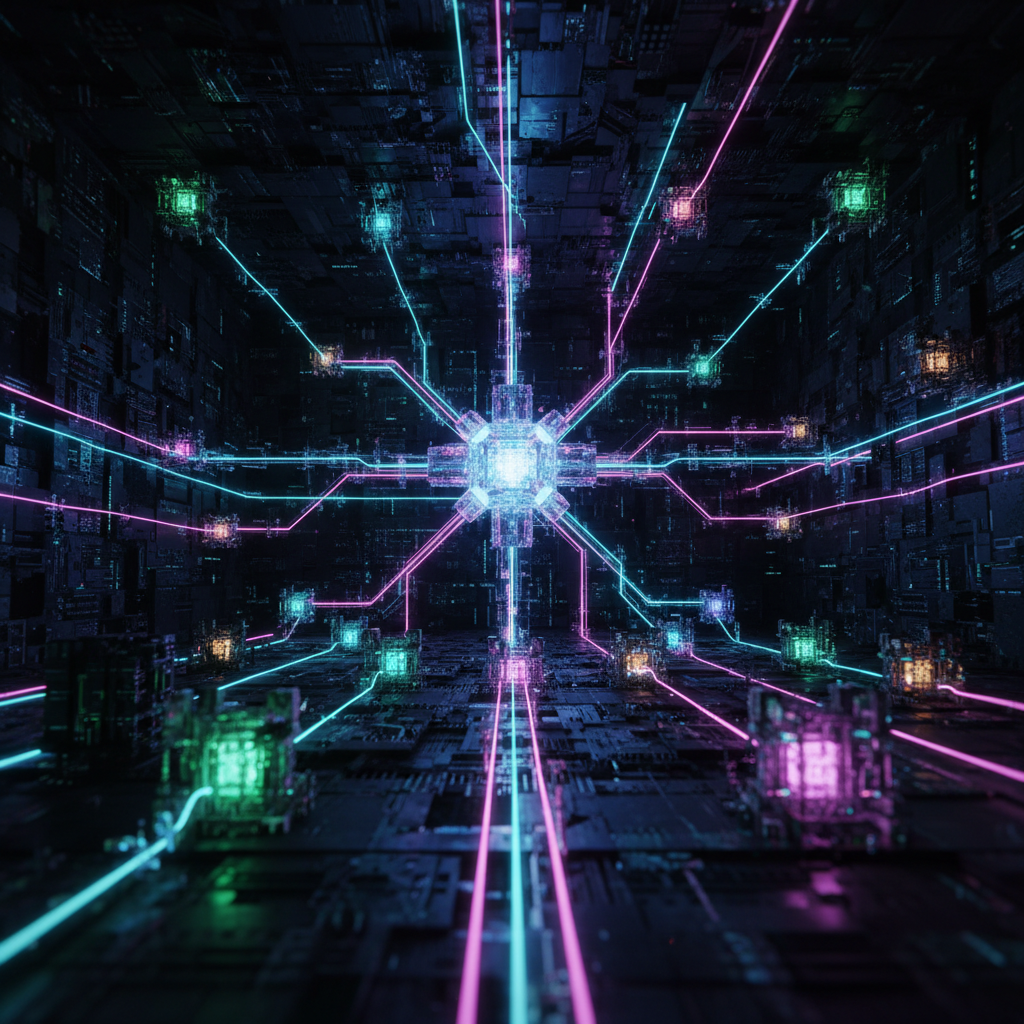 A visualization of the supervisor agent architecture showing a central 'boss' agent node directing tasks to smaller worker agents, illustrating how to give ai agents a boss.