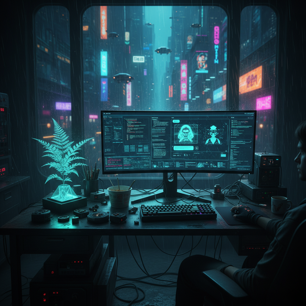 A developer's desk in 2026, showing a screen with code, illustrating how to use Claude Opus 5 for free via API access.