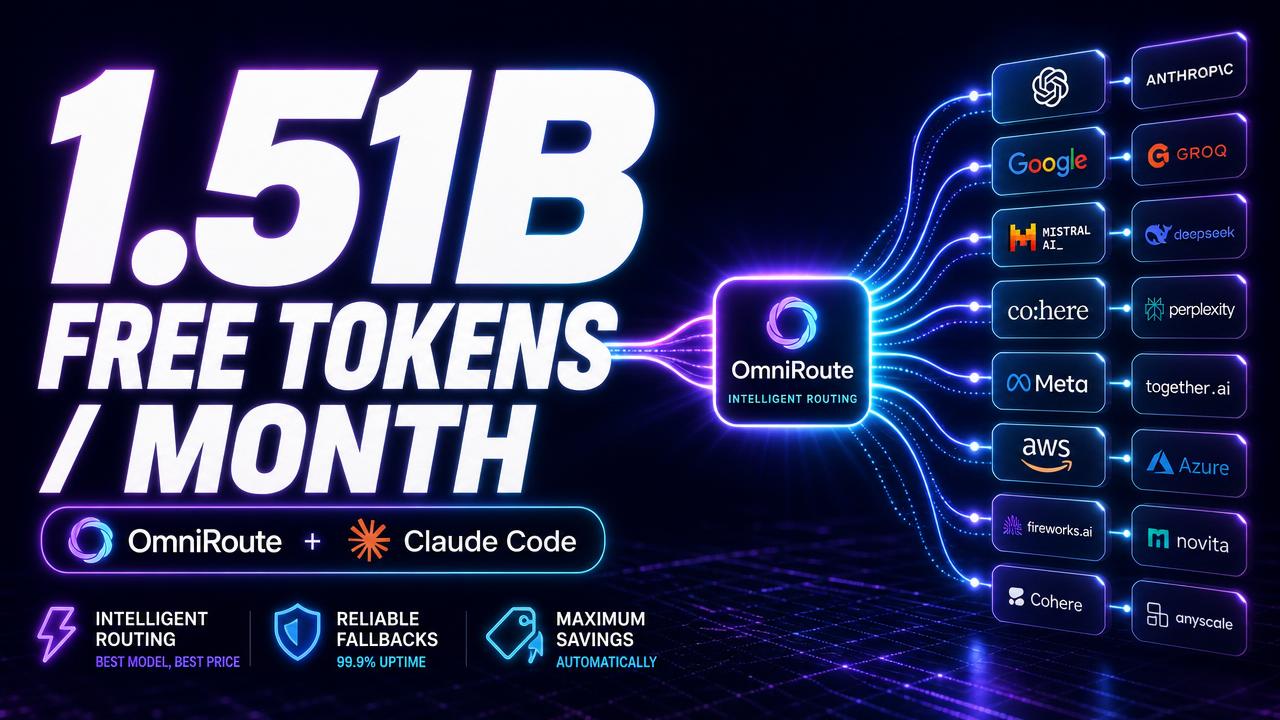 OmniRoute AI gateway routing Claude Code to 355 providers for 1.51B free tokens per month